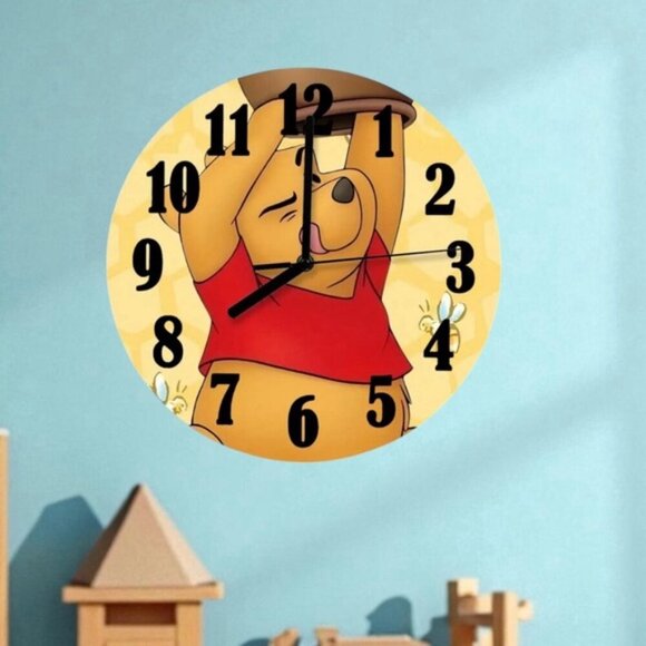 Winnie the Pooh Wall Clock Analog Quartz Round 10” Red Yellow - Picture 4 of 16